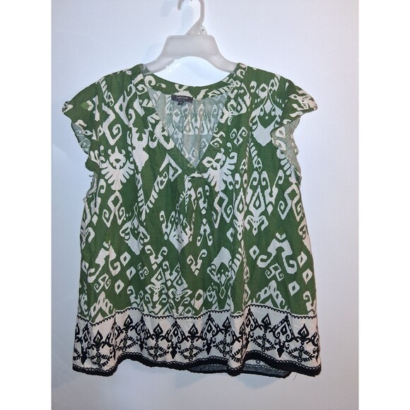 Haute Hippie Multicolor Geometric Short Sleeve V-neck Blouse Sz 2X - Picture 1 of 3